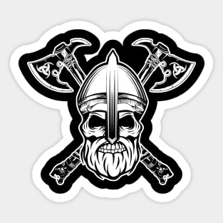 bearded viking skull axe design Sticker